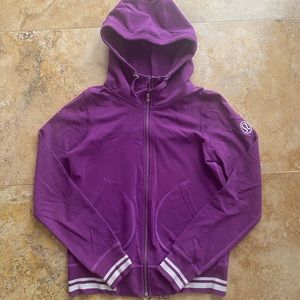 Lululemon vintage scuba zip hooded embroidered logo purple jacket 8